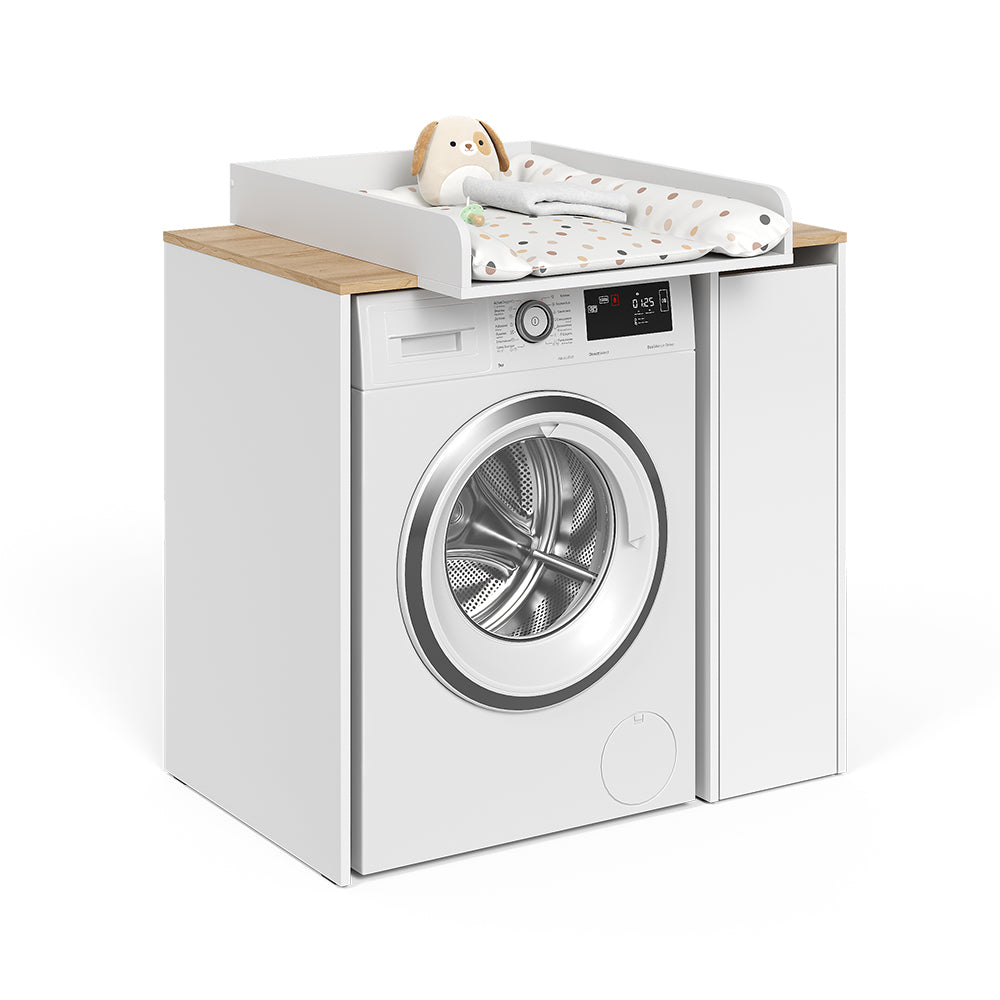 Vicco Mobile lavatrice Bianco/Artisan 93.6 x 88.2 cm 2 parti con fasciatoio