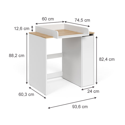 Vicco Mobile lavatrice Bianco/Artisan 93.6 x 88.2 cm 2 parti con fasciatoio