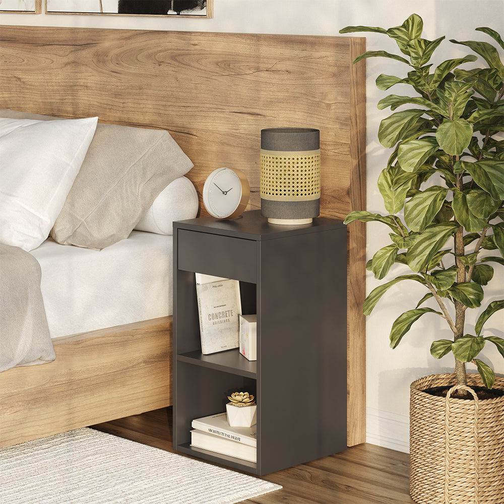 Vicco Comodino camera da letto Antracite 35 x 65 cm con 1 cassetto