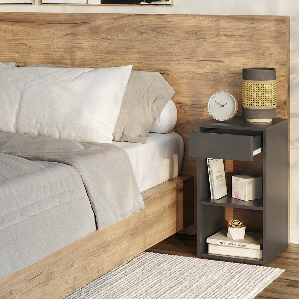 Vicco Comodino camera da letto Antracite 35 x 65 cm con 1 cassetto