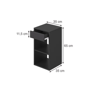 Vicco Comodino camera da letto Antracite 35 x 65 cm con 1 cassetto