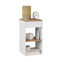 Vicco Comodino camera da letto Rovere bianco/dorato 35 x 65 cm con 1 cassetto