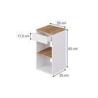 Vicco Comodino camera da letto Rovere bianco/dorato 35 x 65 cm con 1 cassetto