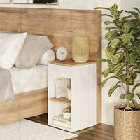 Vicco Comodino camera da letto Rovere bianco/dorato 35 x 65 cm con 1 cassetto