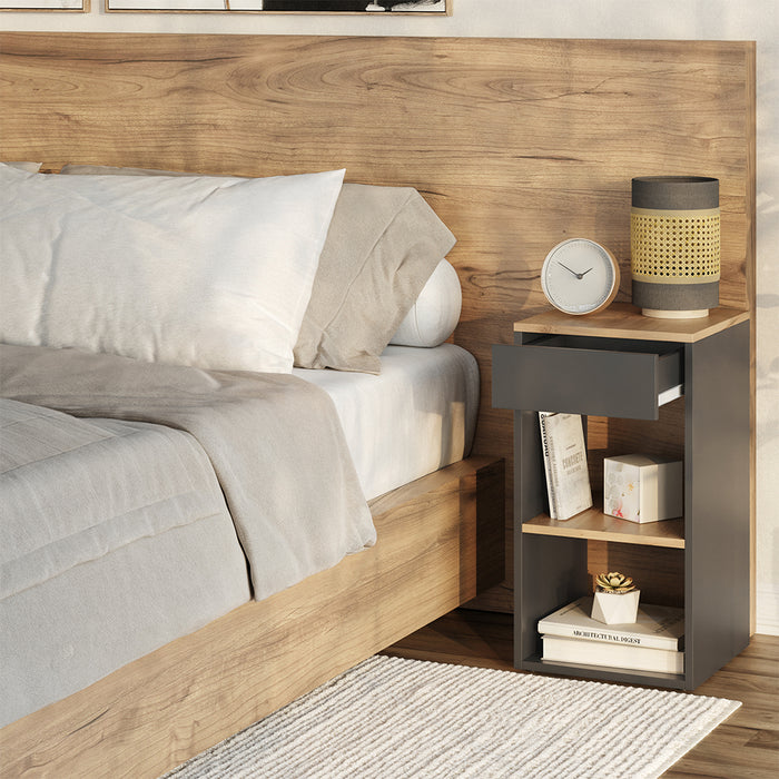 Vicco Comodino camera da letto Antracite 35 x 65 cm con 1 cassetto