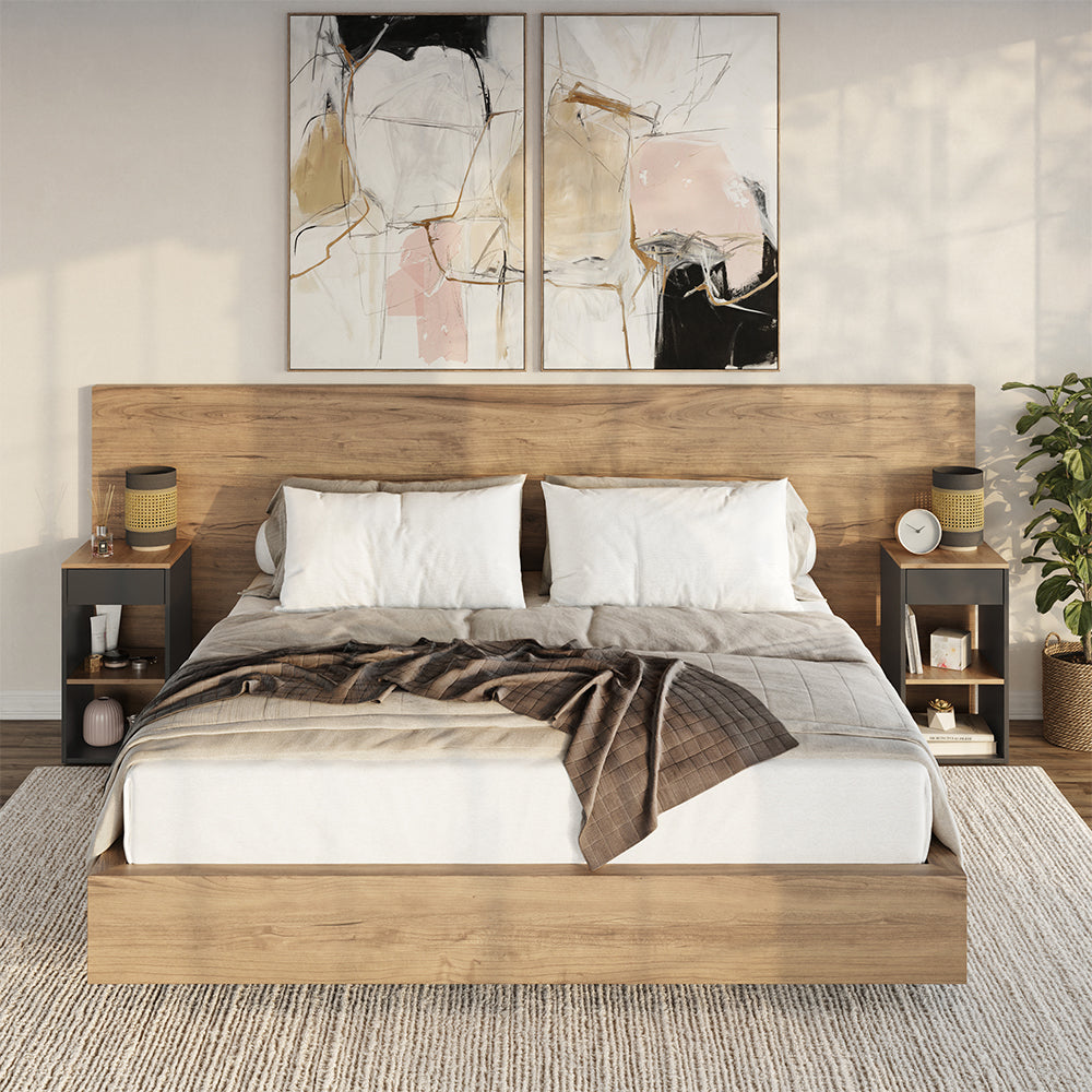 Vicco Comodino camera da letto Antracite 35 x 65 cm con 1 cassetto