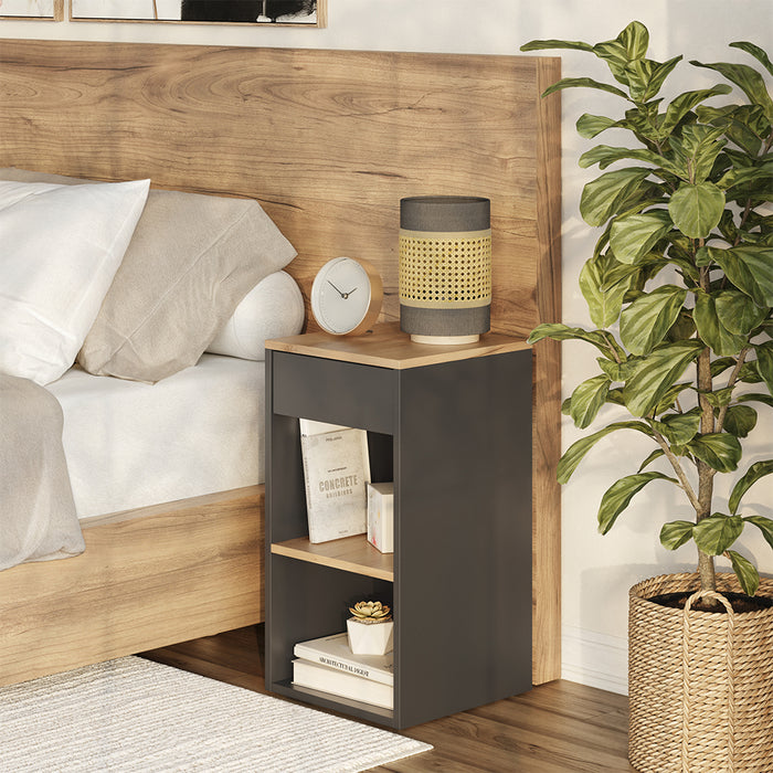 Vicco Comodino camera da letto Antracite 35 x 65 cm con 1 cassetto