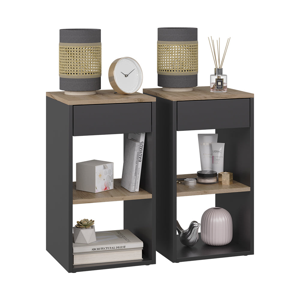 Vicco Comodino Antracite Set di 2