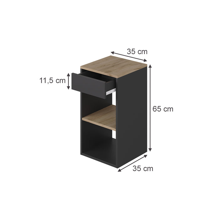Vicco Comodino Antracite Set di 2