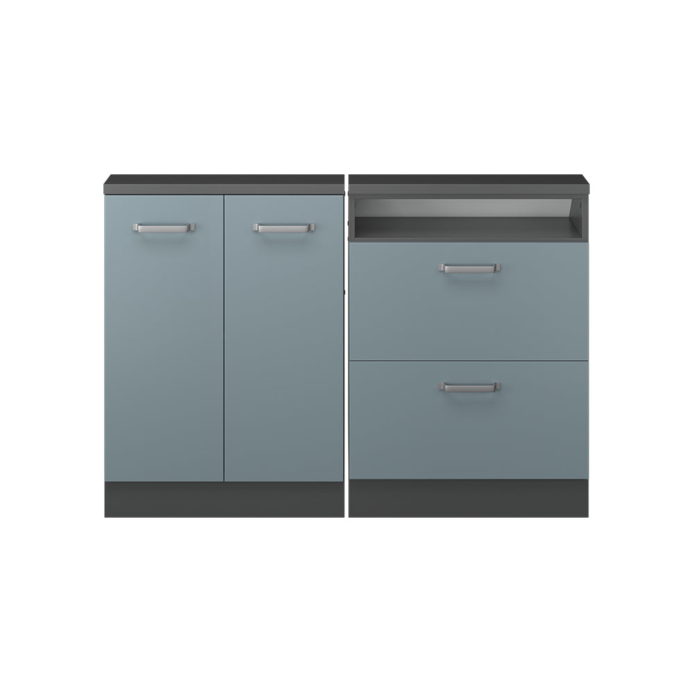 Vicco Mobile cucina sottotetto Blu-grigio/antracite 120 cm Set di 2