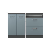 Vicco Mobile cucina sottotetto Blu-grigio/antracite 120 cm Set di 2