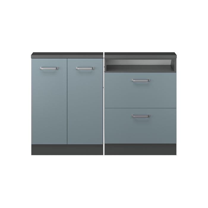 Vicco Mobile cucina sottotetto Blu-grigio/antracite 120 cm Set di 2