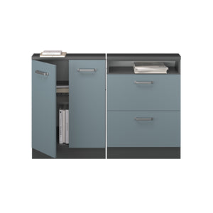 Vicco Mobile cucina sottotetto Blu-grigio/antracite 120 cm Set di 2