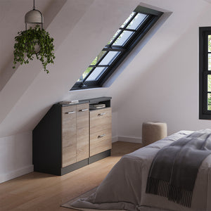 Vicco Set di mobili sottotetto Sonoma/antracite Set di 2