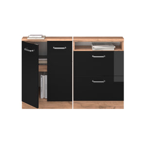 Vicco Set di mobili sottotetto Rovere nero/oro lucido Set di 2