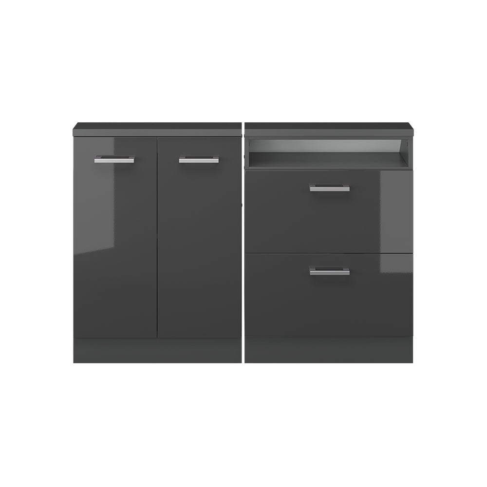Vicco Mobile cucina sottotetto Antracite lucido/antracite 120 cm Set di 2
