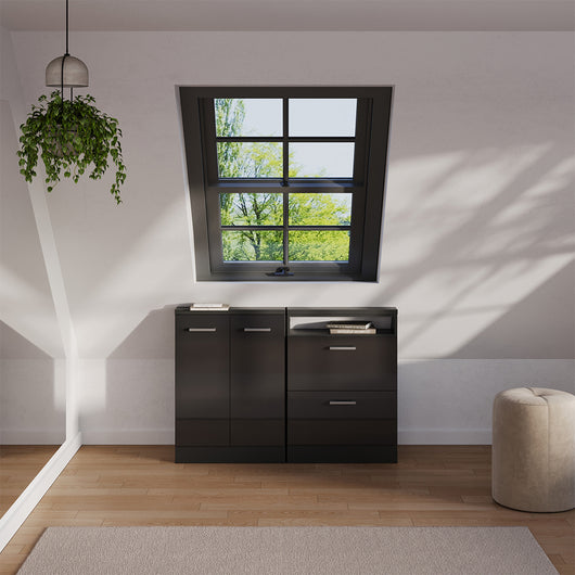 Vicco Set di mobili sottotetto Antracite lucido/antracite Set di 2