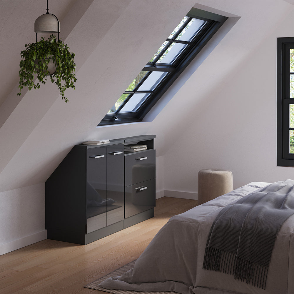 Vicco Set di mobili sottotetto Antracite lucido/antracite Set di 2