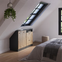 Vicco Set di mobili sottotetto Rovere artigianale/antracite Set di 2