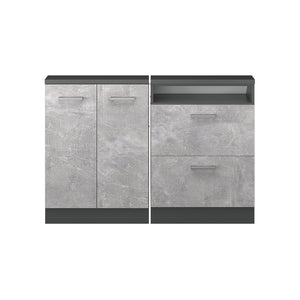 Vicco Mobile cucina sottotetto Calcestruzzo/antracite 120 cm Set di 2