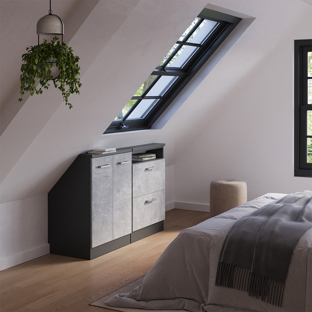 Vicco Set di mobili sottotetto Calcestruzzo/antracite Set di 2