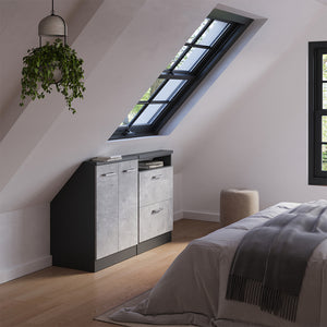 Vicco Set di mobili sottotetto Calcestruzzo/antracite Set di 2