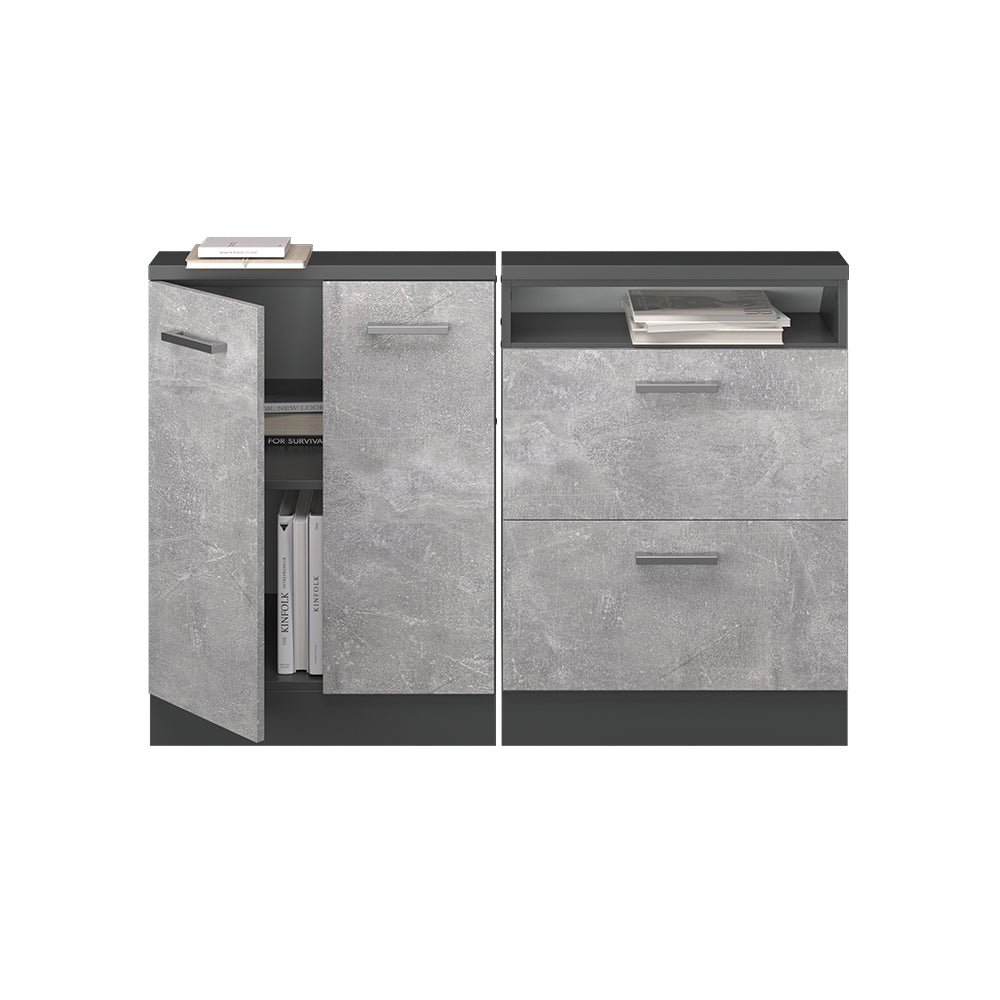 Vicco Mobile cucina sottotetto Calcestruzzo/antracite 120 cm Set di 2