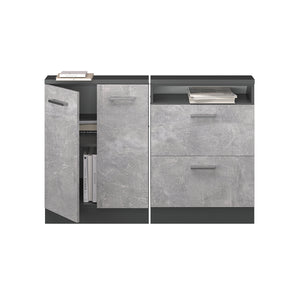 Vicco Mobile cucina sottotetto Calcestruzzo/antracite 120 cm Set di 2