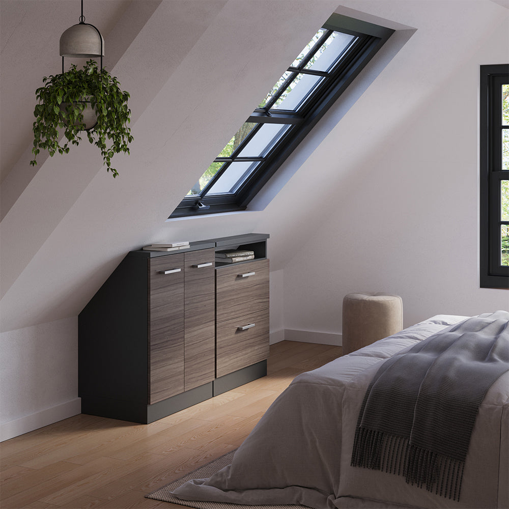 Vicco Mobile cucina sottotetto Grigio nobile/antracite 120 cm Set di 2