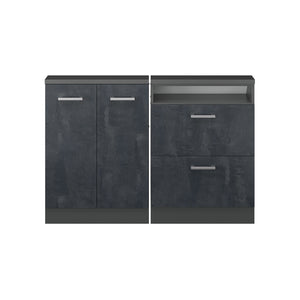 Vicco Mobile cucina sottotetto Calcestruzzo nero/antracite 120 cm Set di 2