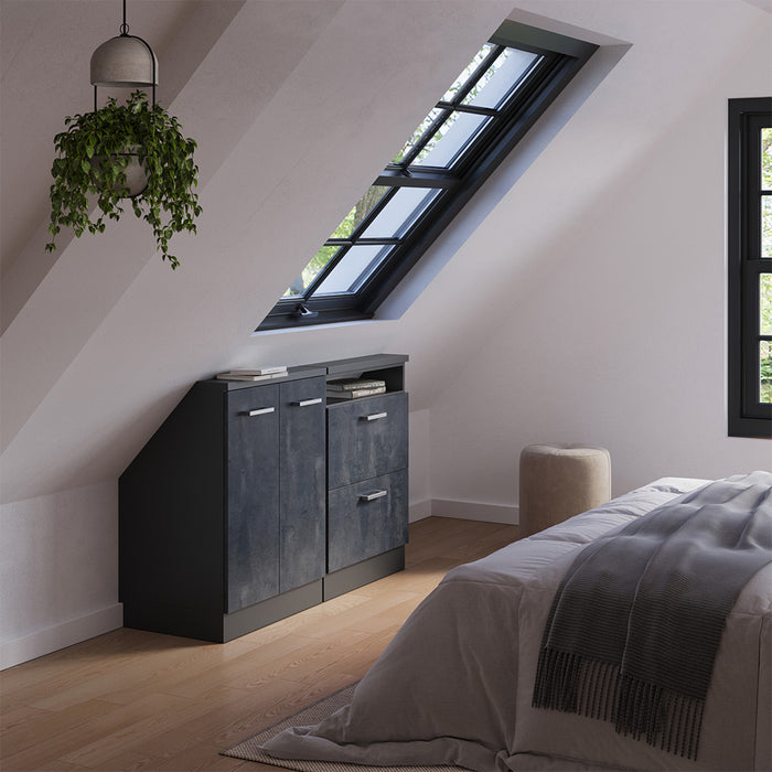 Vicco Mobile cucina sottotetto Calcestruzzo nero/antracite 120 cm Set di 2