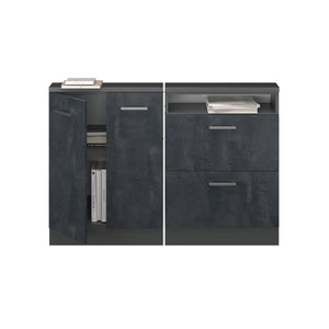 Vicco Mobile cucina sottotetto Calcestruzzo nero/antracite 120 cm Set di 2