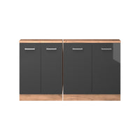 Vicco Mobile cucina sottotetto Antracite lucido/oro power oak 140 cm Set di 2