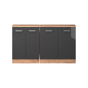 Vicco Mobile cucina sottotetto Antracite lucido/oro power oak 140 cm Set di 2