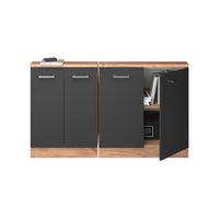 Vicco Mobile cucina sottotetto Antracite lucido/oro power oak 140 cm Set di 2