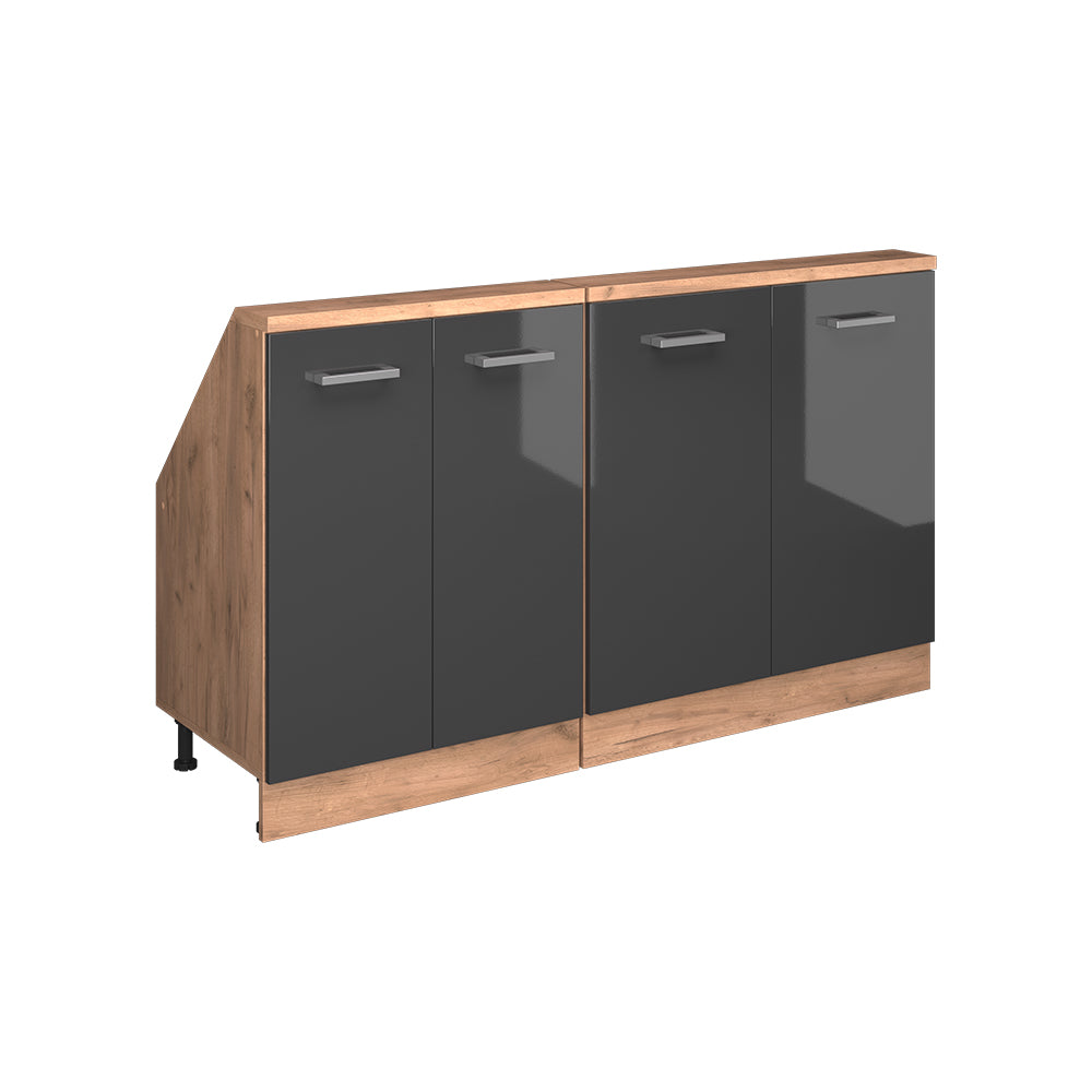 Vicco Mobile cucina sottotetto Antracite lucido/oro power oak 140 cm Set di 2