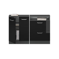 Vicco Mobile cucina sottotetto Nero lucido/antracite 120 cm Set di 2