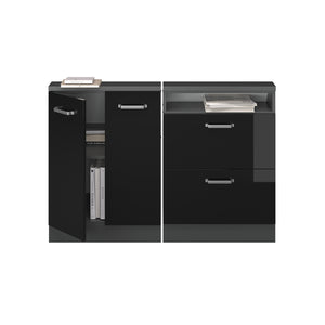 Vicco Mobile cucina sottotetto Nero lucido/antracite 120 cm Set di 2