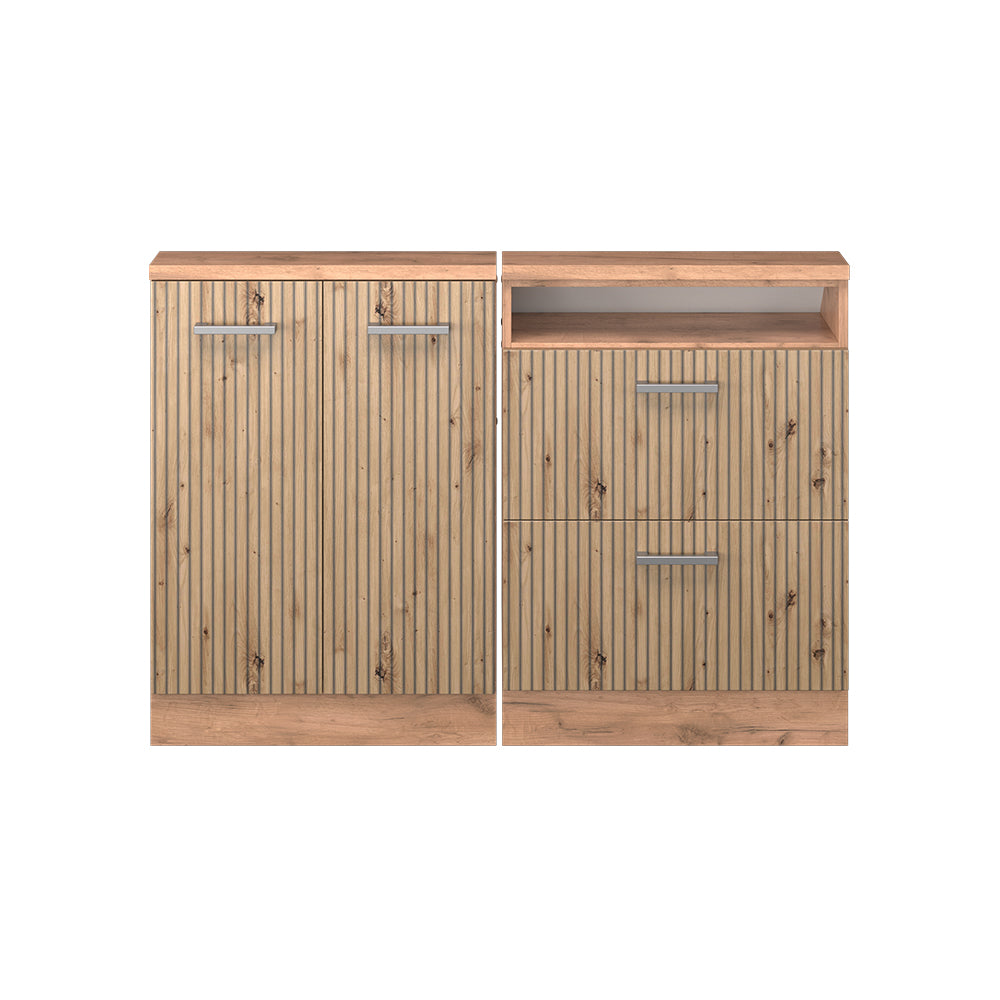 Vicco Mobile cucina sottotetto Rovere artigianale/rovere Goldkraft 120 cm Set di 2