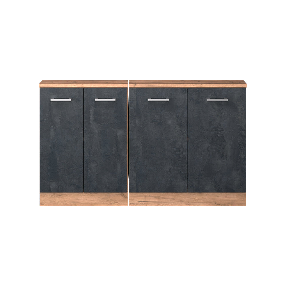Vicco Mobile cucina sottotetto Calcestruzzo nero/quercia dorata 140 cm Set di 2