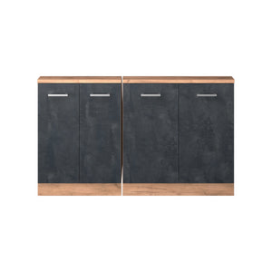 Vicco Mobile cucina sottotetto Calcestruzzo nero/quercia dorata 140 cm Set di 2