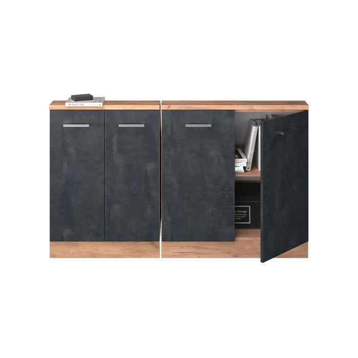 Vicco Mobile cucina sottotetto Calcestruzzo nero/quercia dorata 140 cm Set di 2