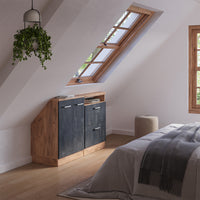 Vicco Set di mobili sottotetto Calcestruzzo nero/quercia dorata Set di 2