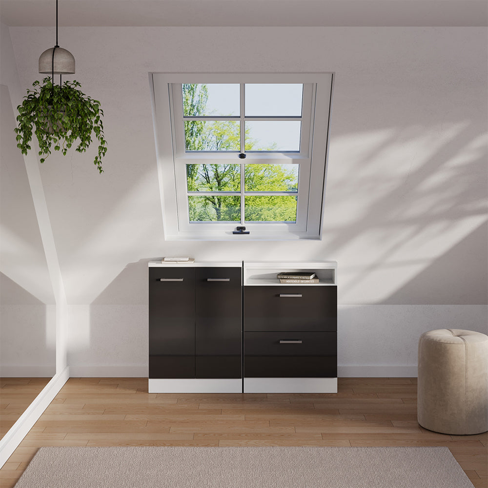 Vicco Set di mobili sottotetto Antracite lucido/bianco Set di 2