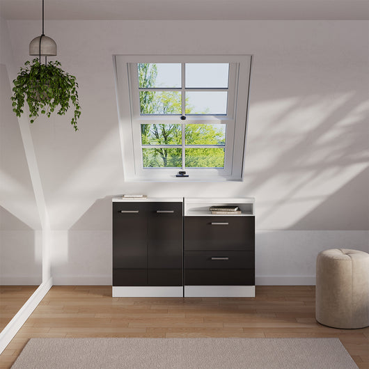 Vicco Set di mobili sottotetto Antracite lucido/bianco Set di 2