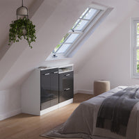 Vicco Set di mobili sottotetto Antracite lucido/bianco Set di 2