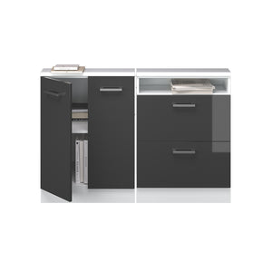 Vicco Set di mobili sottotetto Antracite lucido/bianco Set di 2