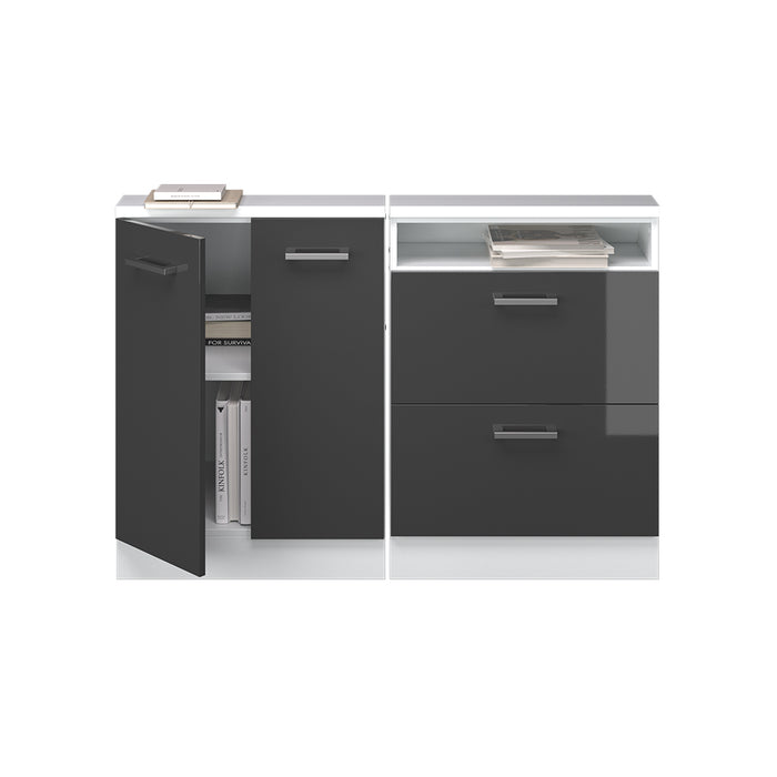 Vicco Mobile cucina sottotetto Antracite lucido/bianco 120 cm Set di 2