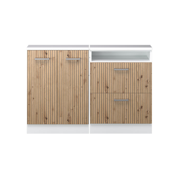 Vicco Mobile cucina sottotetto Rovere artigianale/bianco 120 cm Set di 2