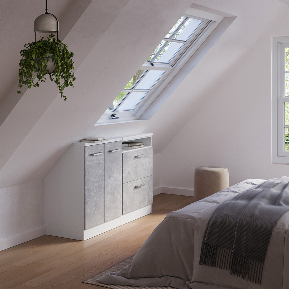 Vicco Set di mobili sottotetto Cemento/Bianco Set di 2